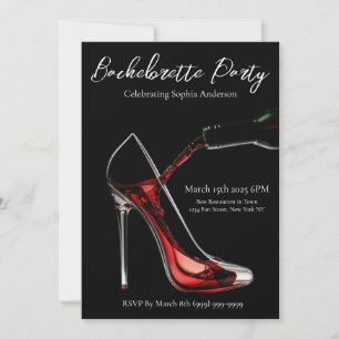Invitación Bachelorette Party-Stiletto con vino