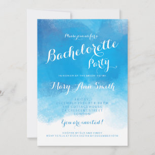 Invitación Bachelorette Party Summer Blue Watercolor