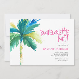 Invitación Bachelorette Party Watercolor Árbol de palmas trop