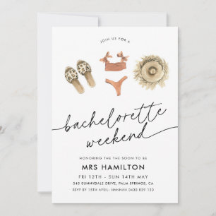 Invitación Bachelorette Party Weekend Beach Summer Itinerary