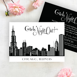 Invitación Bachelorette Party White, Boda del Skyline de Chic