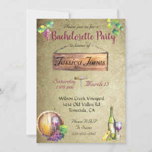 Invitación Bachelorette Party Wine Dasting Watercolor Vintage
