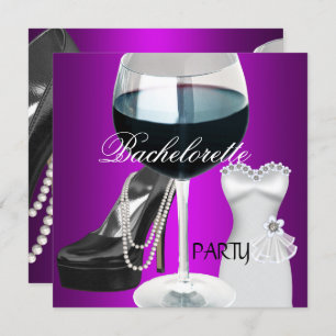 Invitación Bachelorette Party Wine Magenta Vestido Negro
