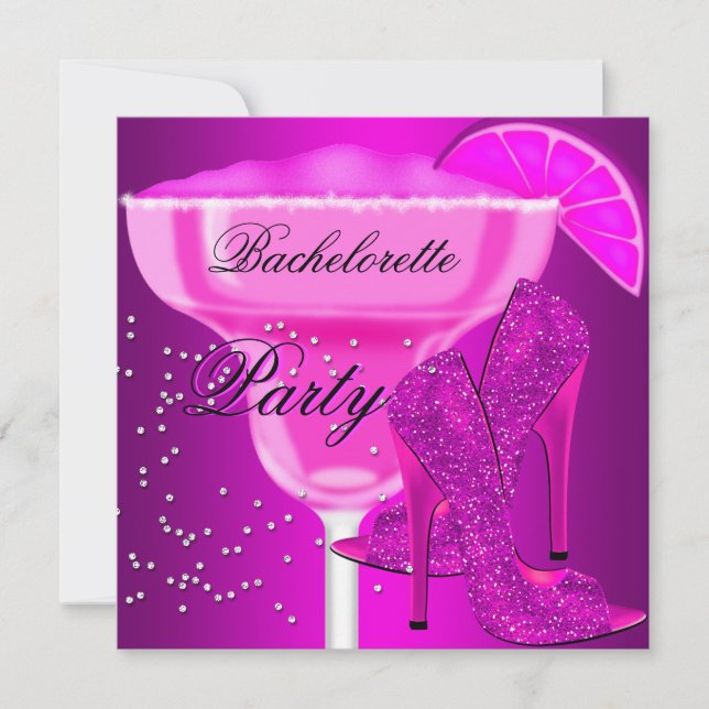 Invitación Bachelorette Party Zapatos de púrpura rosados cali (Anverso)