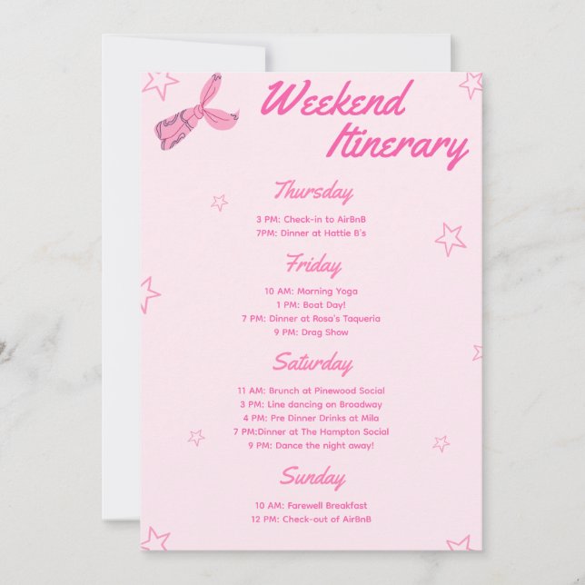 Invitación Bachelorette Pink Cowgirl Fiesta de fin de semana (Anverso)