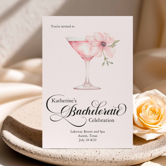 Invitación Bachelorette Pink Floral Cocktail Spa Trip (Subido por el creador)