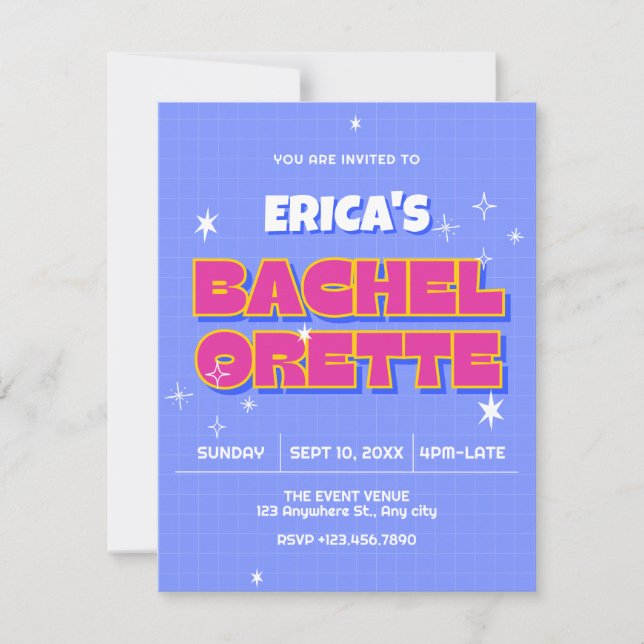 Invitación Bachelorette pop Retro (Anverso)