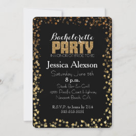 Invitación Bachelorette, Purpurina de Oro y Bokek Negro