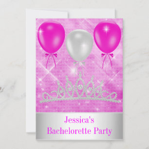 Invitación Bachelorette Purpurina rosada Joya Tiara Fiesta