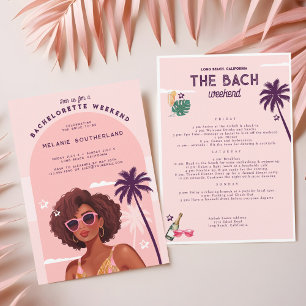 Invitación Bachelorette Retro Beach Weekend Itinerary