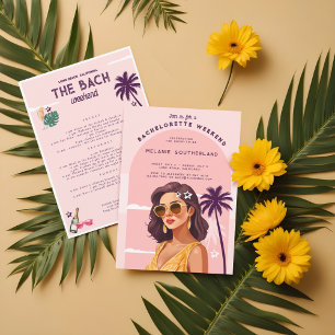 Invitación Bachelorette Retro Beach Weekend Itinerary