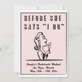 Invitación Bachelorette Retro Fiesta de la dama de honor rosa