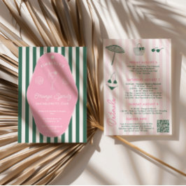 Invitación Bachelorette Retro Rosa Y Verde Beverly Hills