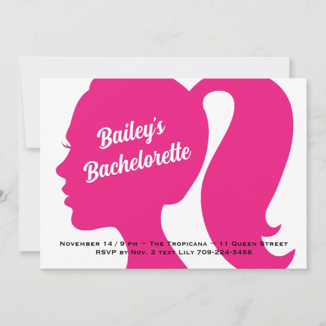 Invitación Bachelorette rosa fiesta (Anverso)