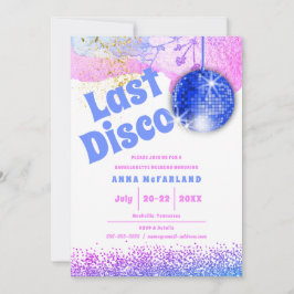 Invitación Bachelorette rosa rosa azul de última disco Glam r