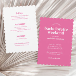 Invitación Bachelorette rosa rosa brillante retro moderno