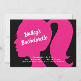 Invitación Bachelorette rosa y negra fiesta