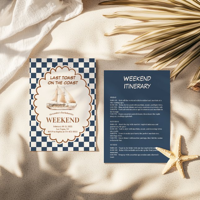 Invitación Bachelorette Rustic Sailboat Coastboard (Subido por el creador)