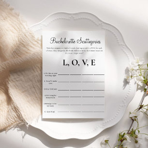 Invitación Bachelorette Scattegories partido de soltería