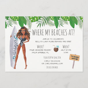 Invitación Bachelorette Surf Beach Fiesta