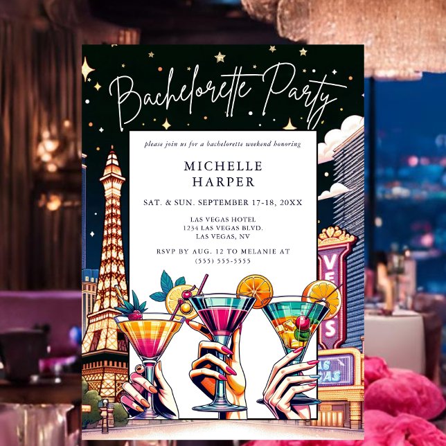 Invitación Bachelorette temática de Las Vegas (Vegas Themed Bachelorette Party Invitation.)