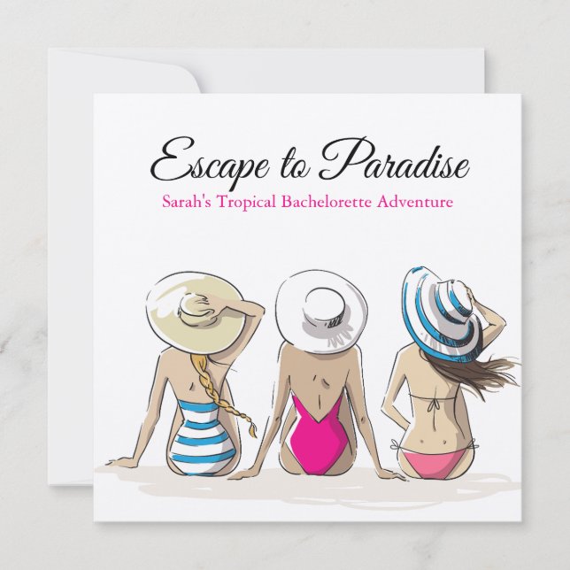 Invitación Bachelorette Tropical (Anverso)