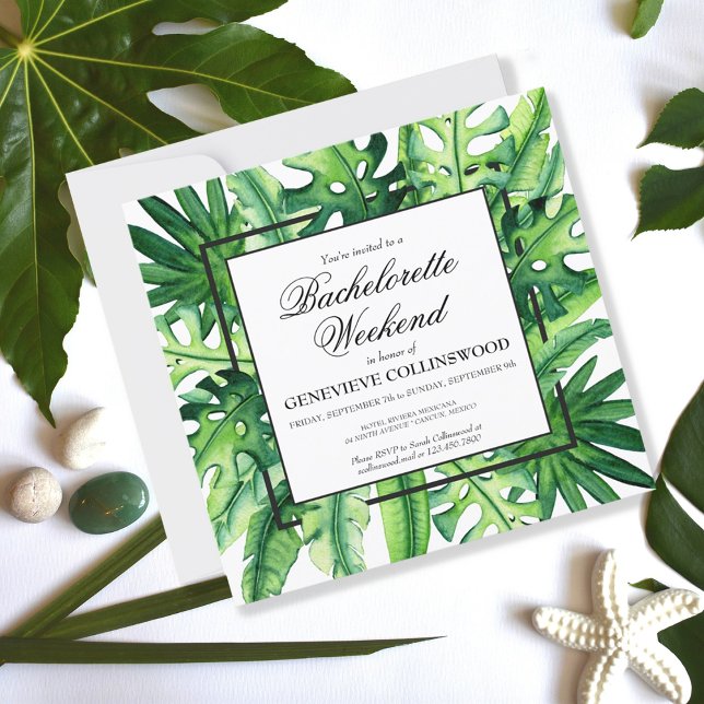 Invitación Bachelorette Tropical Botanical Weekend Itinerario (Subido por el creador)