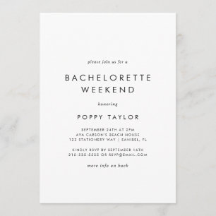 Invitación Bachelorette Typography Weekend