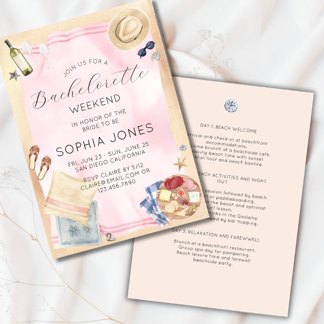Invitación Bachelorette Watercolor Party Destino Tropical (Subido por el creador)