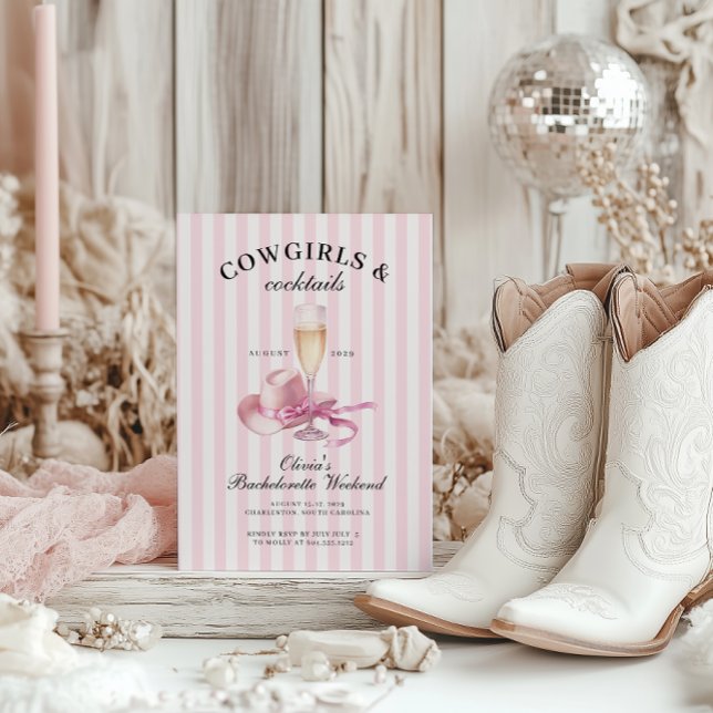 Invitación Bachelorette Weekend (Cowgirls and Cocktails Trendy Bachelorette Weekend Invitation )