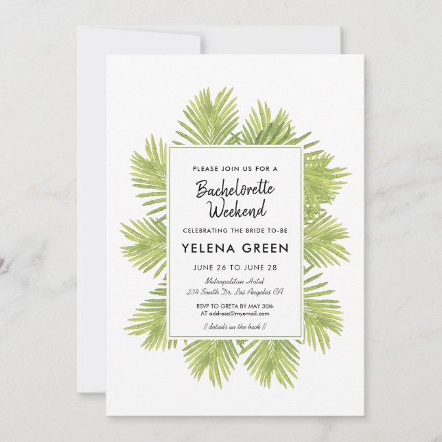 Invitación Bachelorette Weekend (Anverso)