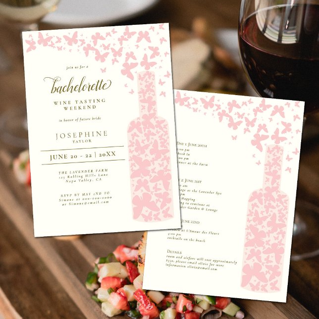 Invitación Bachelorette Weekend Butterflies Pink (Subido por el creador)