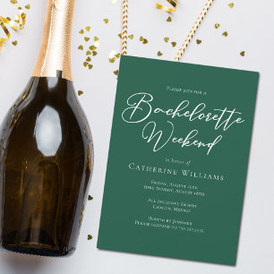 Invitación Bachelorette Weekend de tipografía verde esmeralda