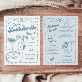 Invitación Bachelorette Weekend Fiesta Dusty Blue