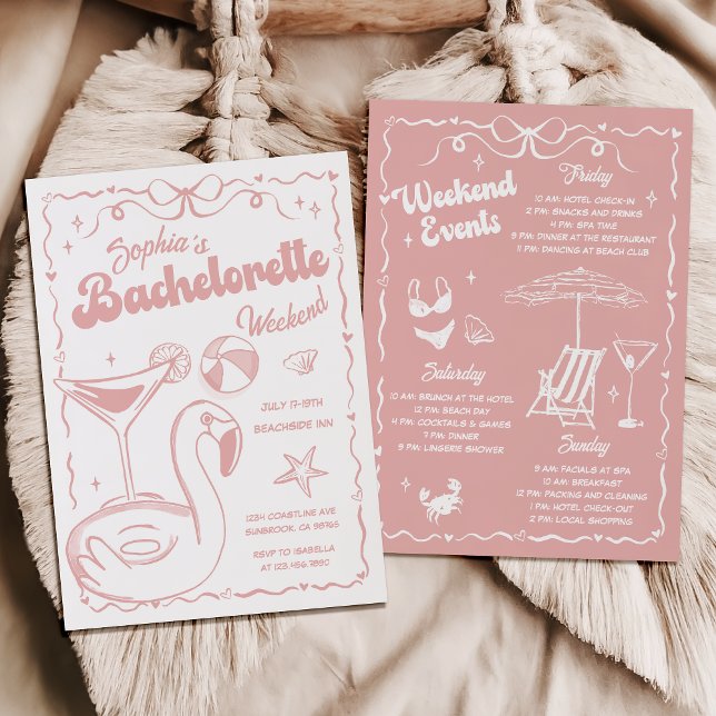 Invitación Bachelorette Weekend Fiesta Rosa (Subido por el creador)