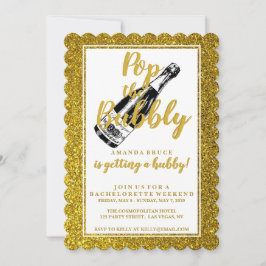 Invitación Bachelorette Weekend International Gold Purpurina