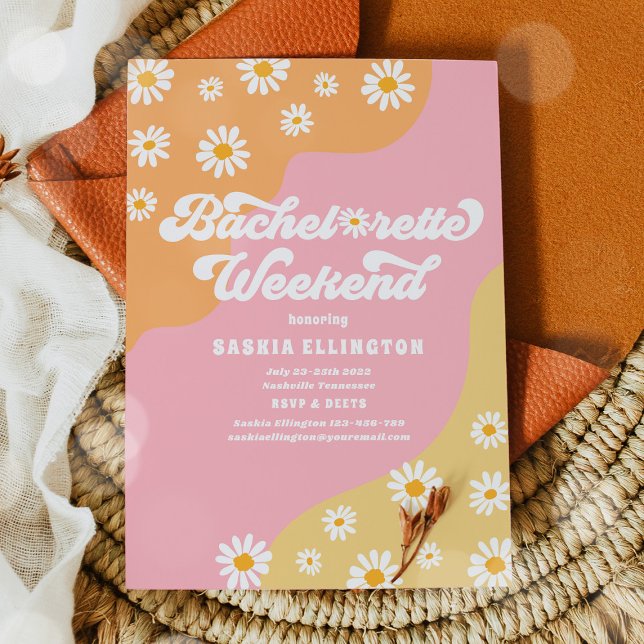 Invitación Bachelorette Weekend Itinerario de Retro 70 (Subido por el creador)