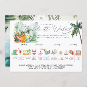 Invitación Bachelorette Weekend Itinerario Palm tropical