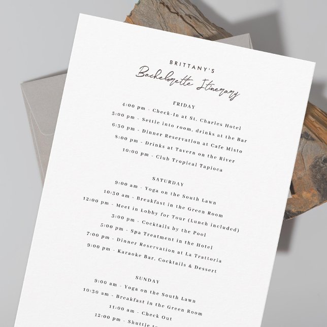 Invitación Bachelorette Weekend Itinerary (Subido por el creador)