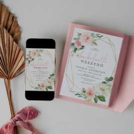 Invitación Bachelorette Weekend Itinerary Airy Rubor Floral