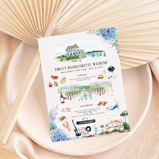 Invitación Bachelorette Weekend Itinerary | Amagansett, NY (Subido por el creador)