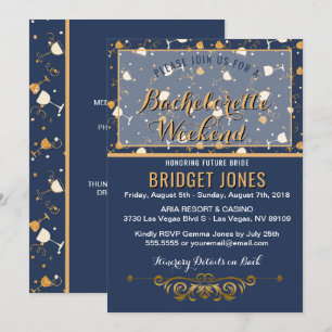 Invitación Bachelorette Weekend Itinerary Blue Gold