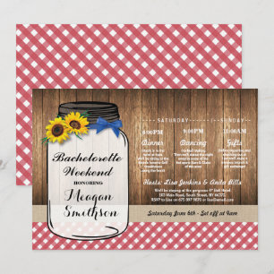 Invitación Bachelorette Weekend Itinerary Bridal Jar Red