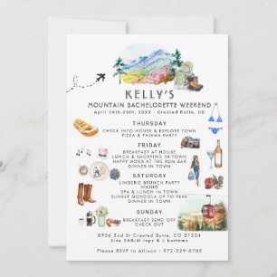Invitación Bachelorette Weekend Itinerary   Campamento de ver