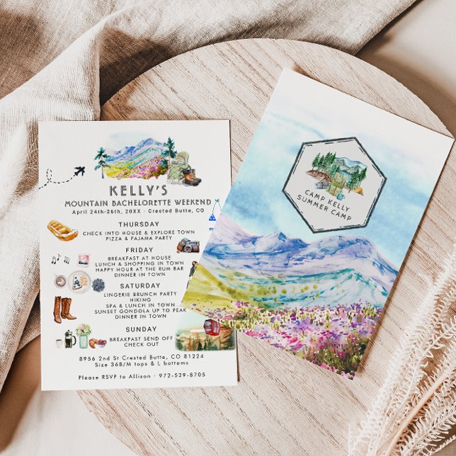 Invitación Bachelorette Weekend Itinerary | Campamento de ver (Subido por el creador)