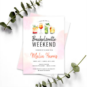 Invitación Bachelorette Weekend Itinerary Cocktail Bebidas