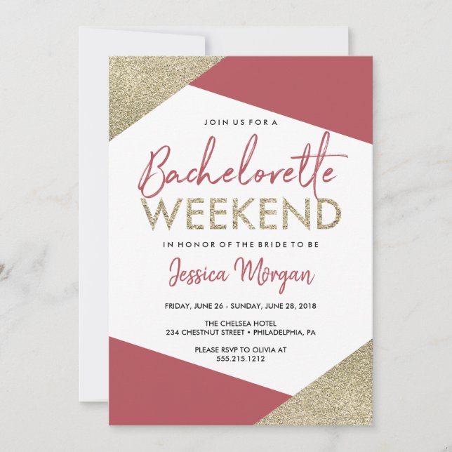 Invitación Bachelorette Weekend Itinerary Cranberry (Anverso)