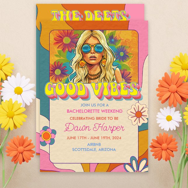 Invitación Bachelorette Weekend Itinerary de Retro Groovy 196 (Subido por el creador)