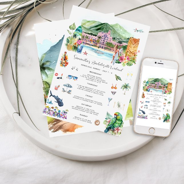 Invitación Bachelorette Weekend Itinerary | Hawai (Subido por el creador)