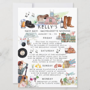 Invitación Bachelorette Weekend Itinerary Nashville